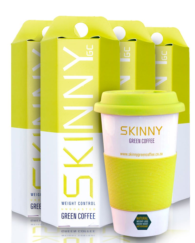 Skinny Green Coffee Carton 4 Pack plus free Travel Mug